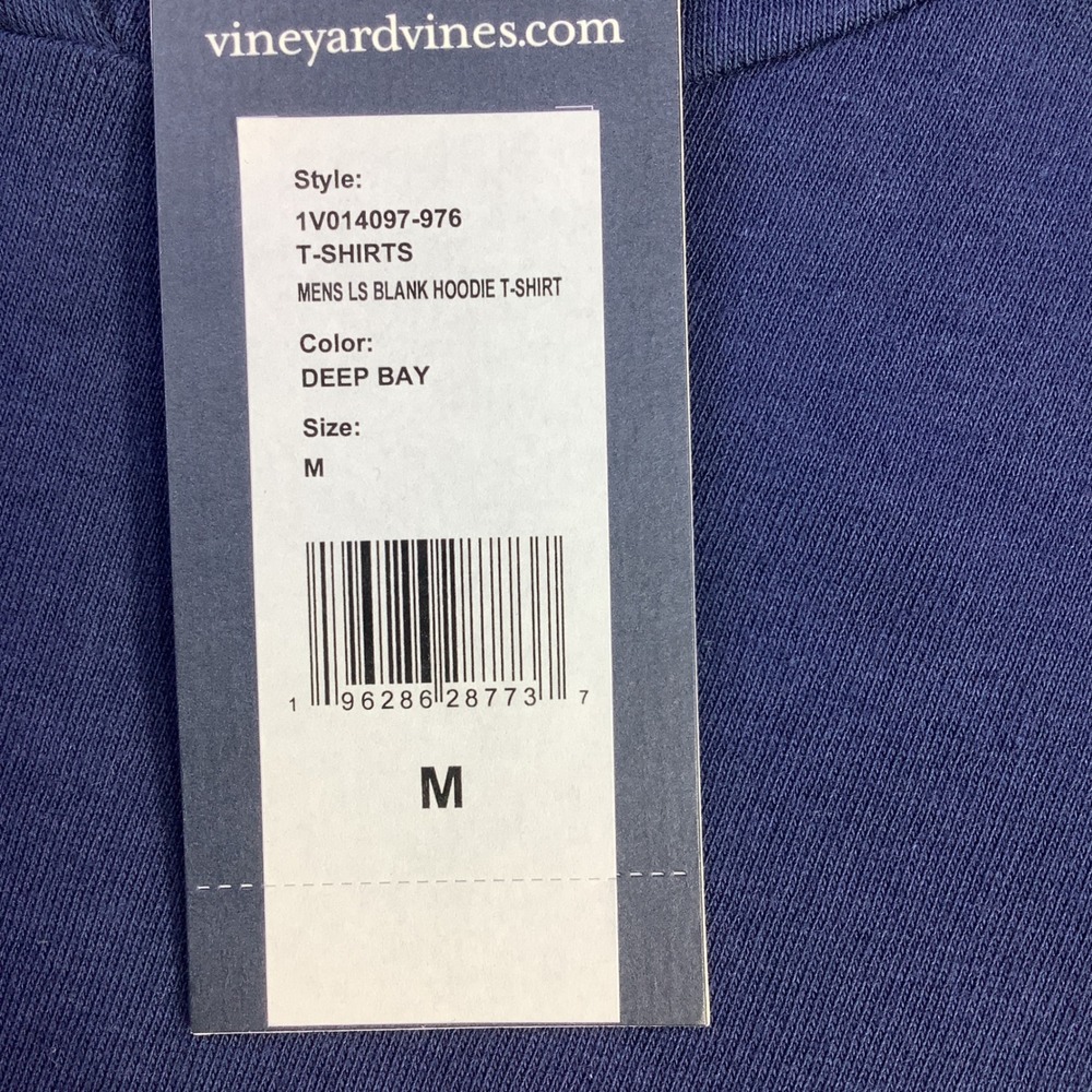Vineyard Vines Mens LS Blank Hoodie T-Shirt Deep Bay Patriotic Whale M NWT - Picture 5 of 15